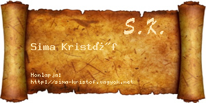 Sima Kristóf névjegykártya